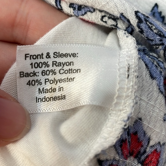 LANE BRYANT UEC Women’s Sz 14 pattern mixed media short sleeve shirt top white - Picture 6 of 10